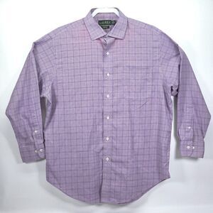 Polo Ralph Lauren Dress Shirt Men 16.5 2x Purple Plaid Classic No Iron Button Up